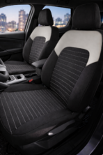 Huse auto dedicate Dacia Bigster piele ecologica si material textil, negru bej